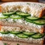 quick cucumber salad sandwiches with cream cheese and fresh cucumbers on bread