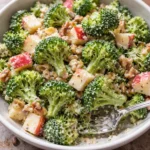 apple broccoli salad healthy crunchy fresh ingredients close up bowl