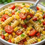 juicy street corn pasta salad with sweet corn fresh veggies and pasta