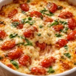 three cheese tomato bruschetta dip creamy cheesy appetizer with fresh tomatoes and herbs