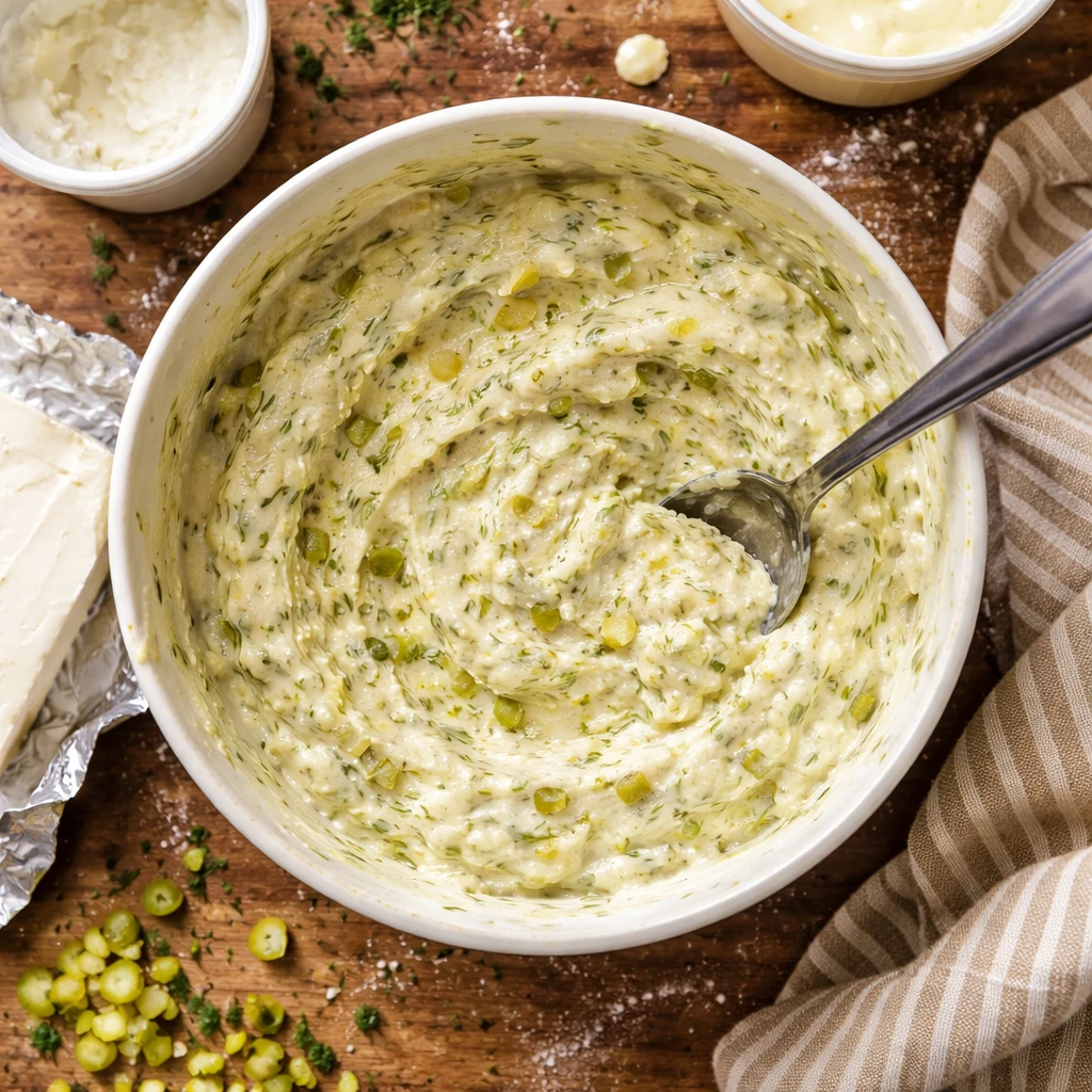 dill pickle dip creamy tangy appetizer perfect for backyard bbq and gatherings