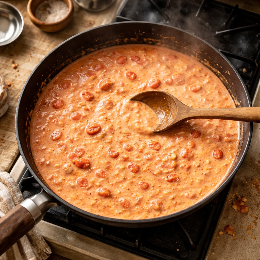 creamy tomato garlic pasta with velvety noodles in luscious tomato sauce