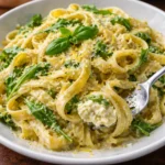 Stanley Tuccis creamy lemon ricotta pasta with arugula delicious Italian recipe