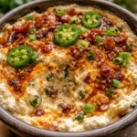 spicy roasted jalapeno cowboy cream cheese dip in a bowl with creamy texture and spicy flavor perfect for parties and snacks