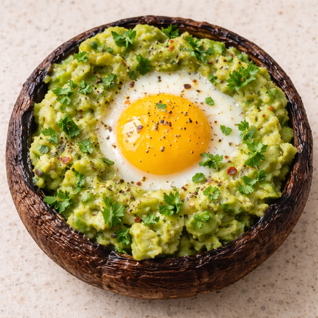 Avocado & Egg Stuffed Portobello Mushrooms