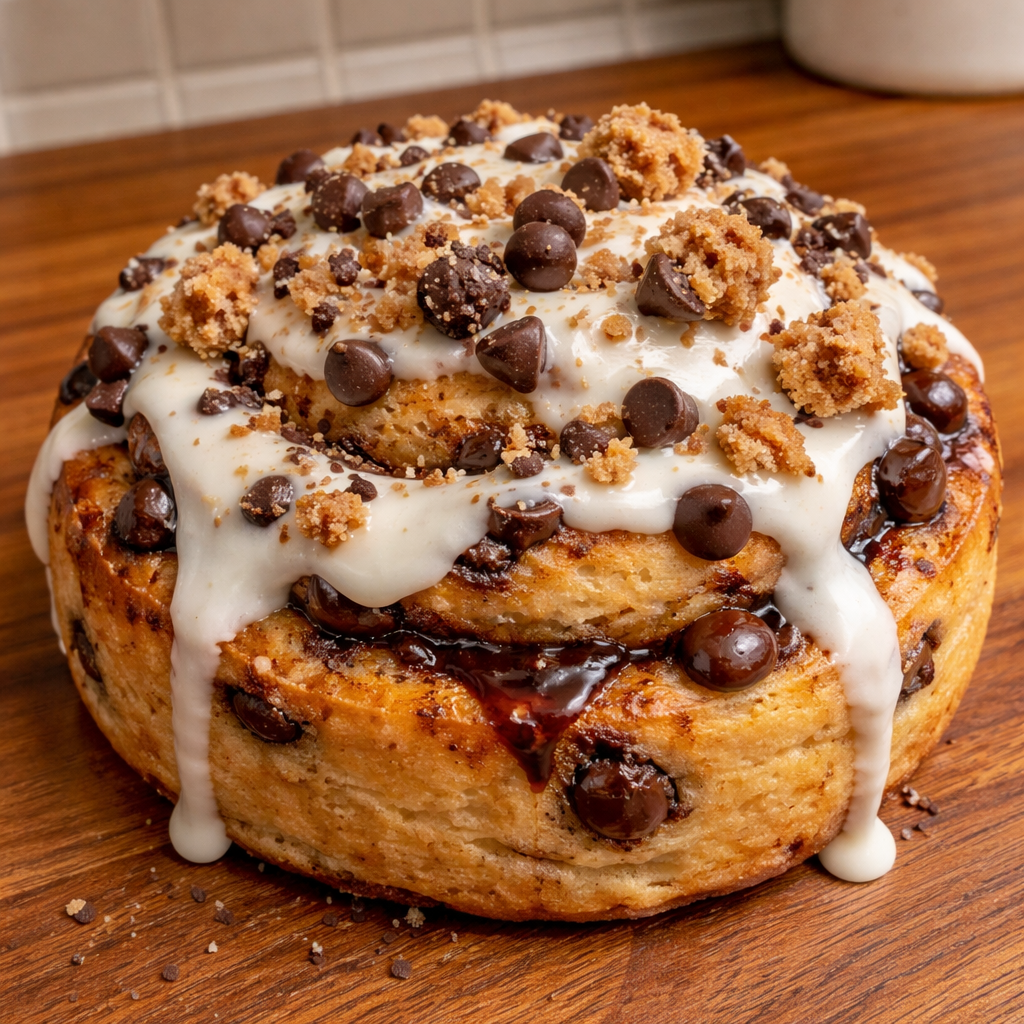 chocolate chip cookie cinnamon rolls freshly baked gooey cinnamon rolls with chocolate chips delicious breakfast pastry treat