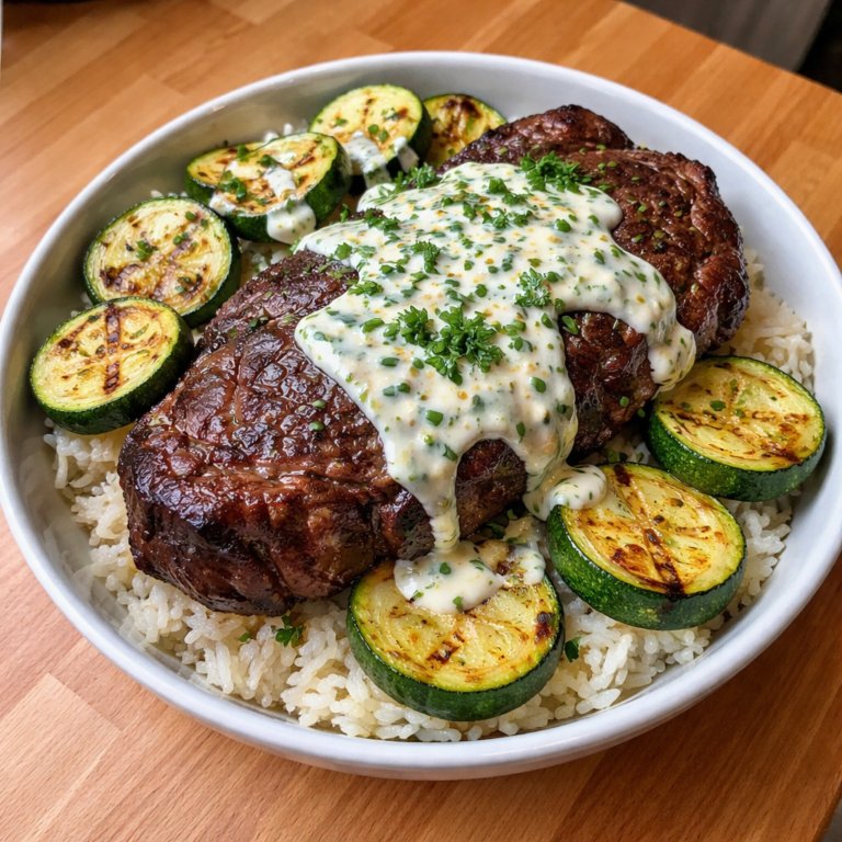 grilled steak bowl with fresh vegetables and herbs on a summer day perfect for stress relief and outdoor cooking