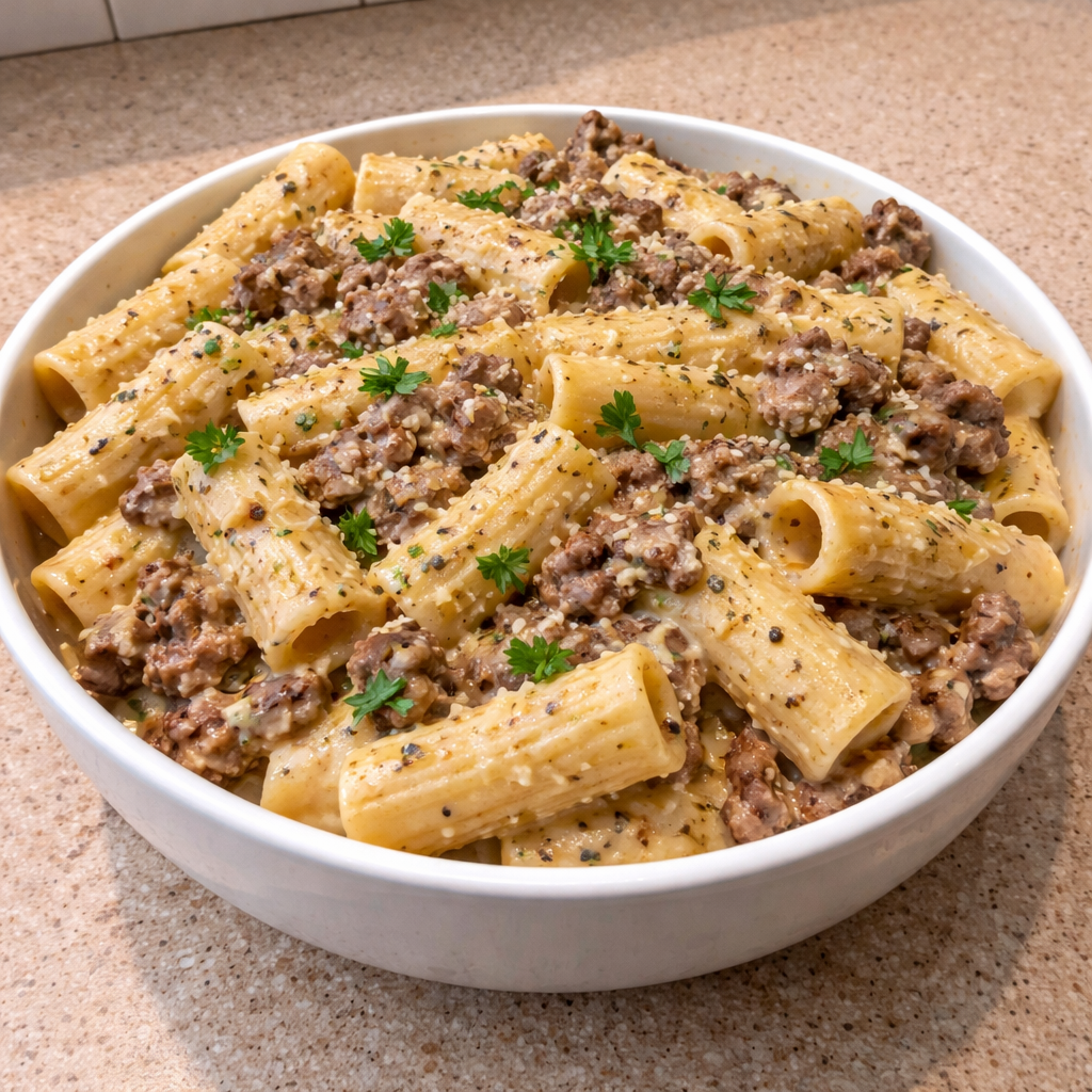 creamy parmesan beef rigatoni delicious comfort food classic pasta meal