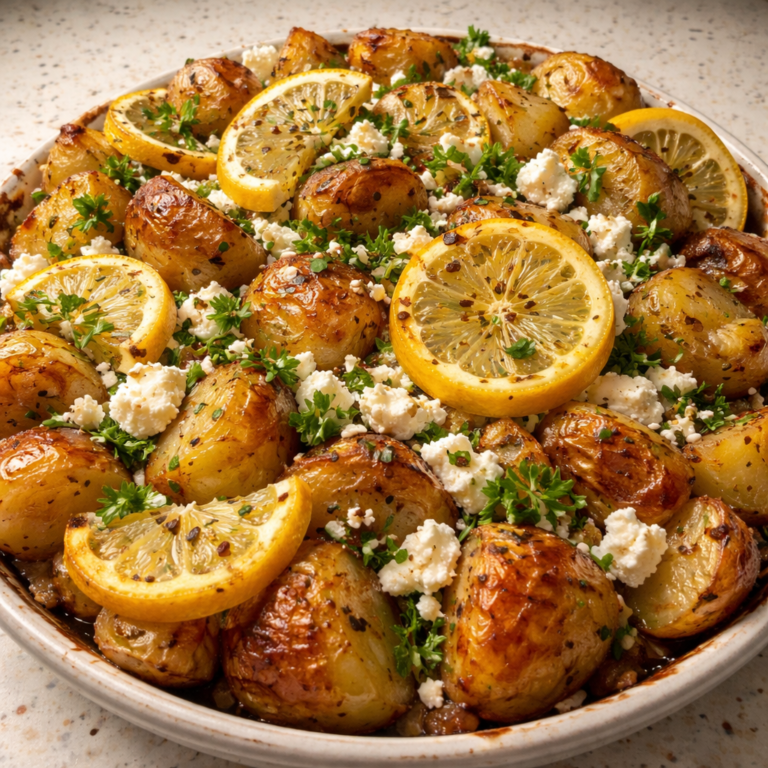 Lemon Feta Potato Dish: Greek Feta Roasted Potatoes Recipe featured photo