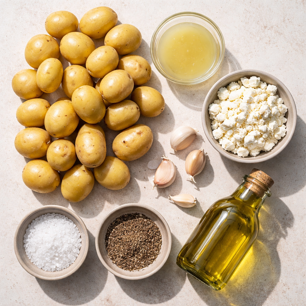 Lemon Feta Potato Dish: Greek Feta Roasted Potatoes Recipe ingredients photo