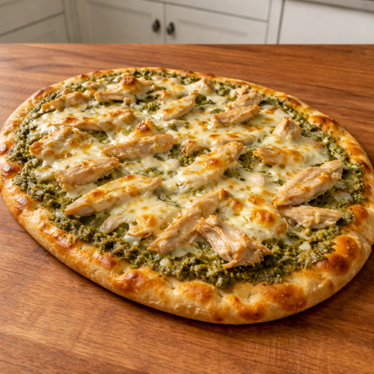 Pesto Chicken Flatbread with Mozzarella – Easy 20-minute dinner or appetizer loaded with flavor. Try it and pin it for later! featured photo