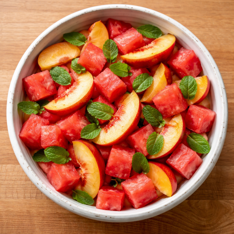 Peach and Watermelon Summer Salad featured photo