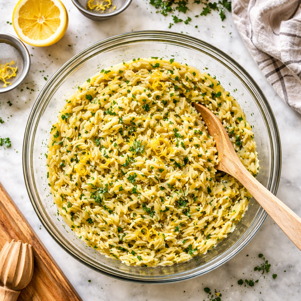 Orzo Salad preparation photo