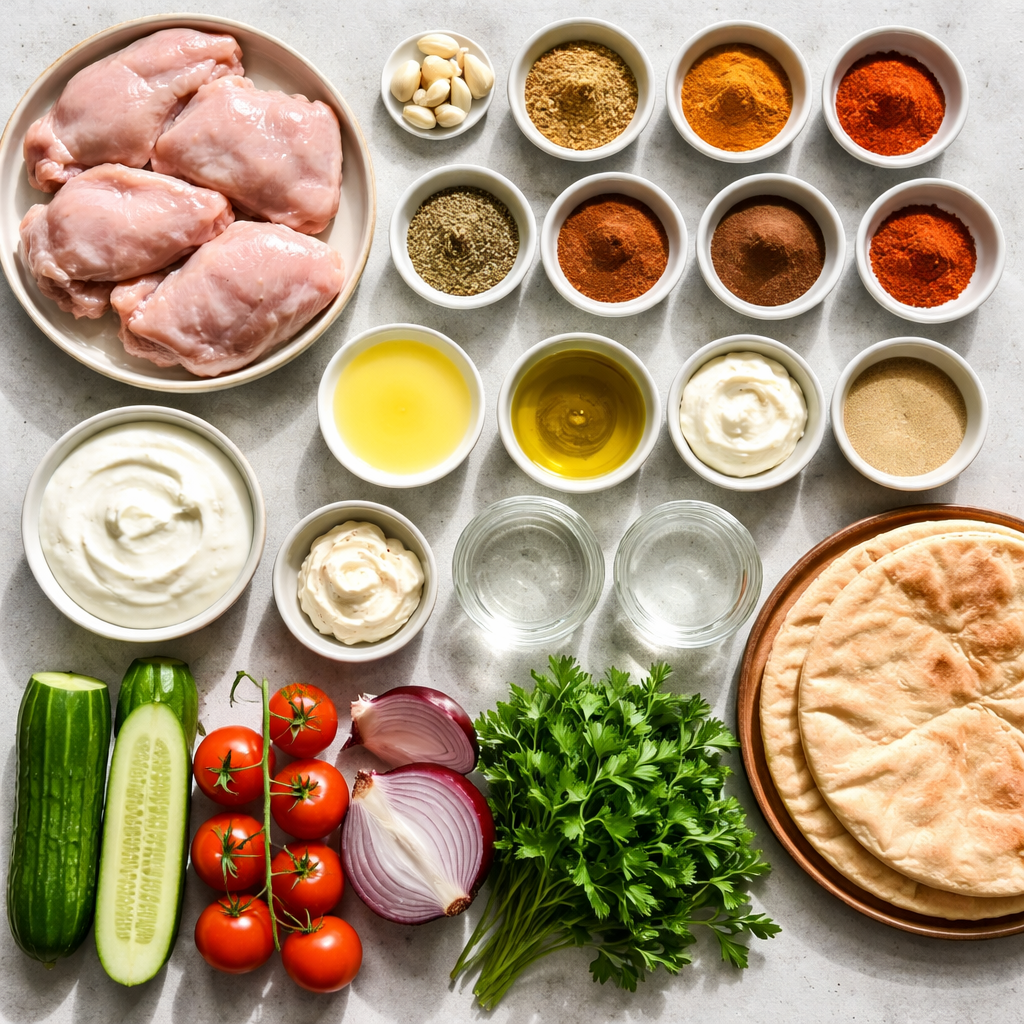 Chicken Shawarma with Garlic Sauce ingredients photo