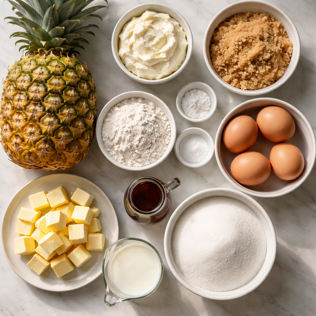 Pineapple Mascarpone Upside-Down Mini Cakes ingredients photo