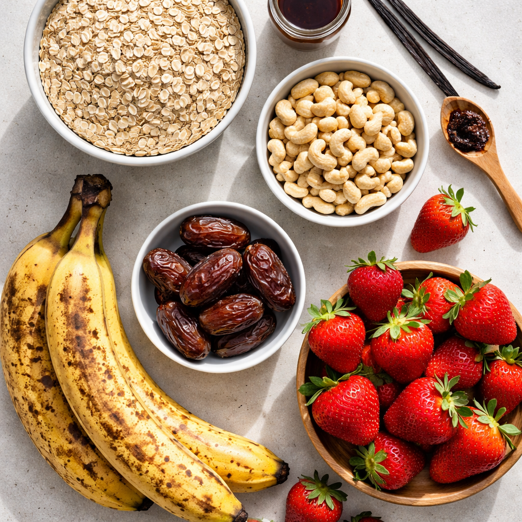 Strawberry Cashew Oat Bars ingredients photo