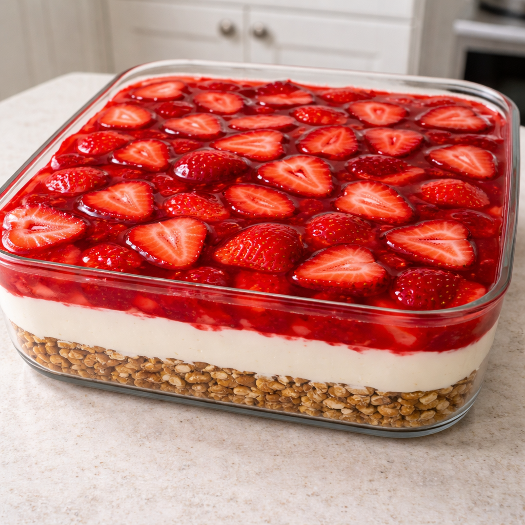 Classic Strawberry Pretzel Salad Recipe for a Creamy Sweet Treat featured photo