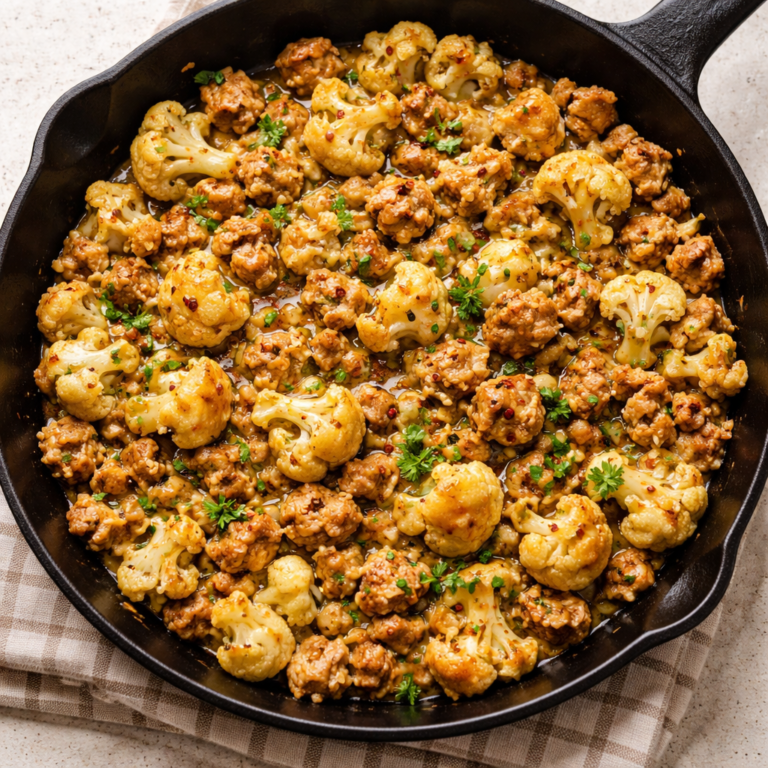 Garlic Butter Ground Turkey with Cauliflower Skillet featured photo