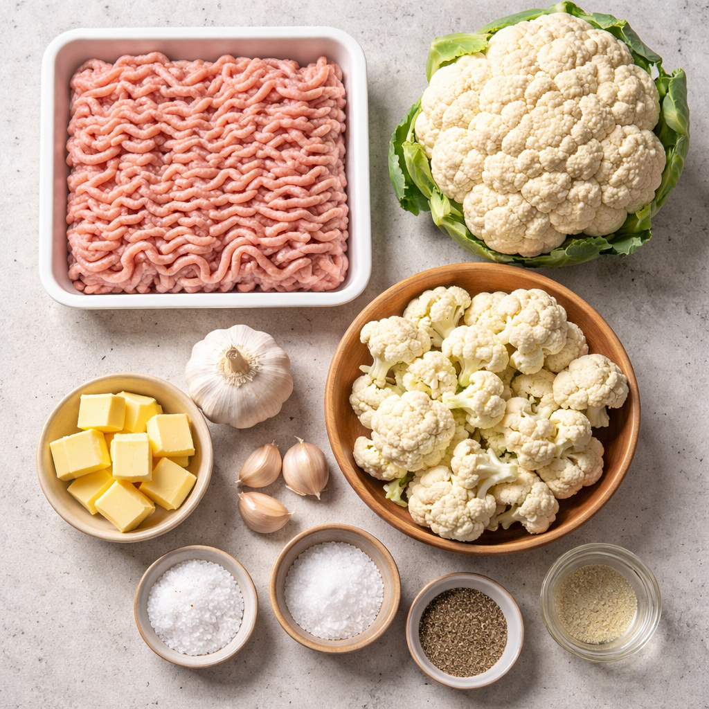 Garlic Butter Ground Turkey with Cauliflower Skillet ingredients photo
