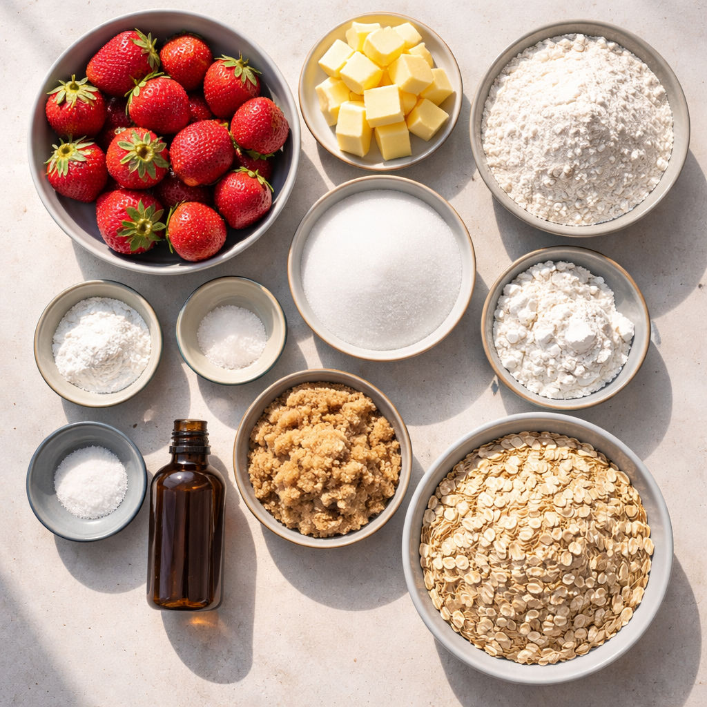 Strawberry Shortcake Streusel Bars Perfect Summer Dessert ingredients photo