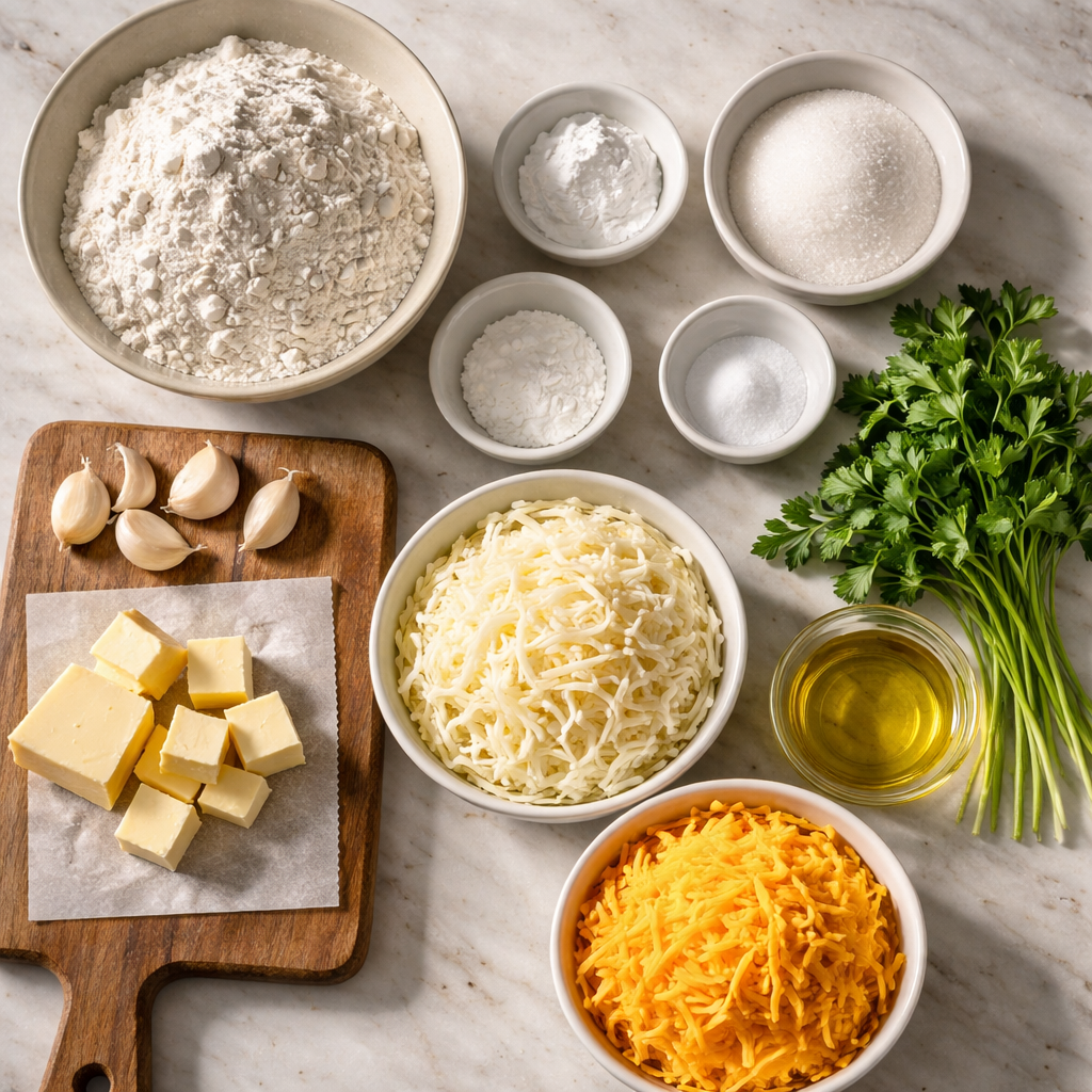 Garlic Cheese Bread Recipe The Ultimate Cheesy Garlic Appetizer ingredients photo