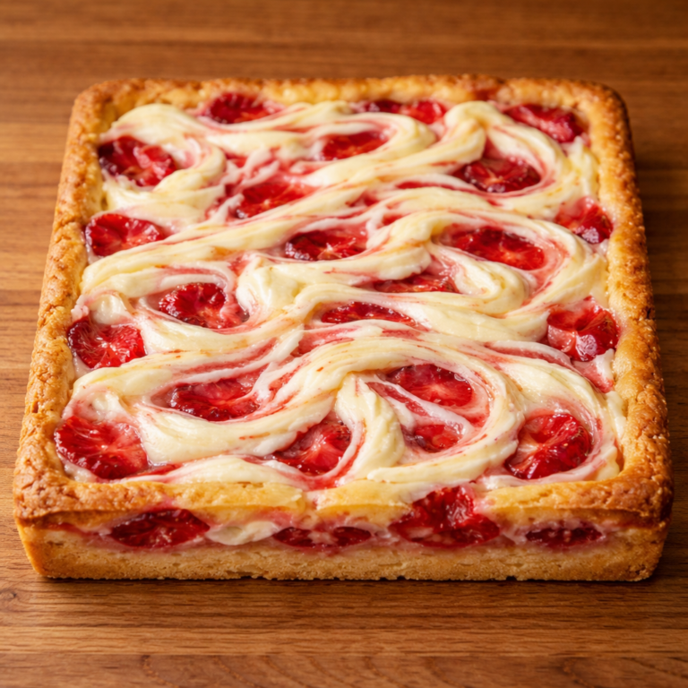 Strawberry Pie Bars Recipe with Cream Cheese Swirl featured photo