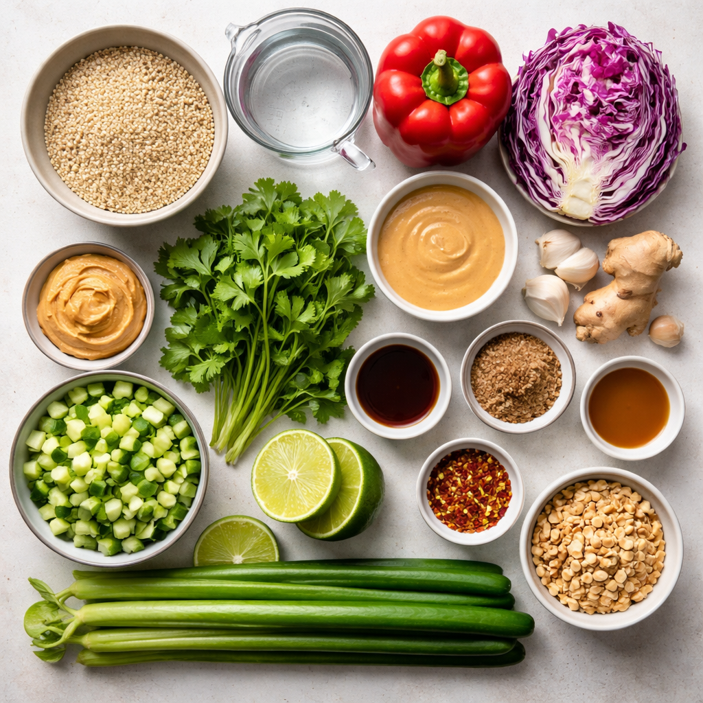 Wholesome Thai Quinoa Salad For A Fresh Flavor Packed Lunch ingredients photo