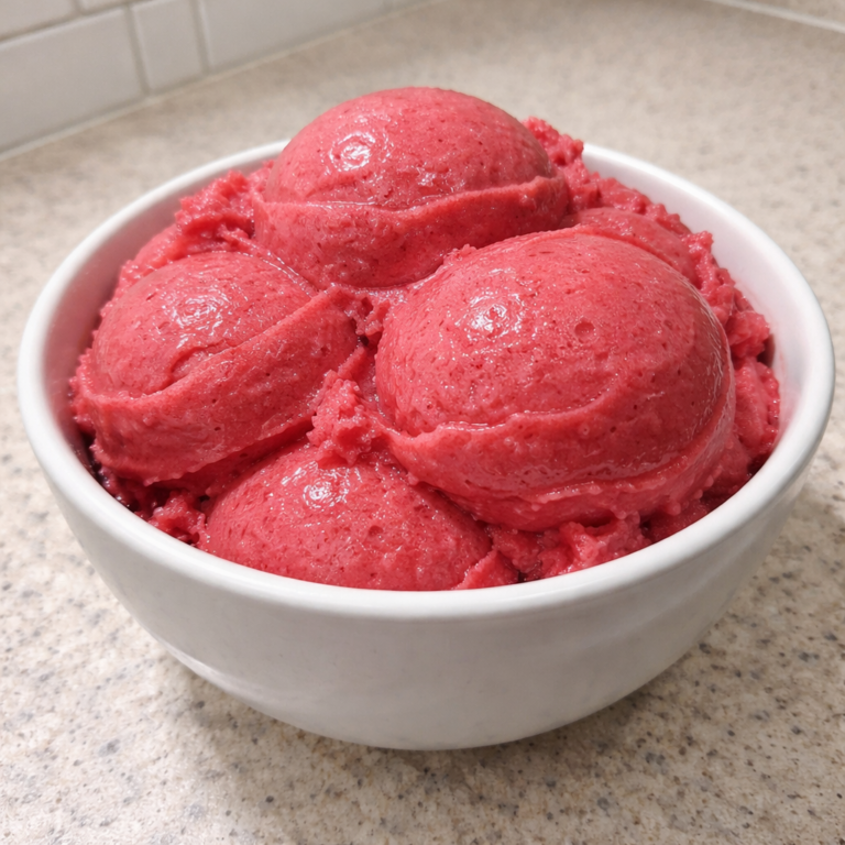 Easy Three Ingredient Strawberry Sorbet in Minutes featured photo
