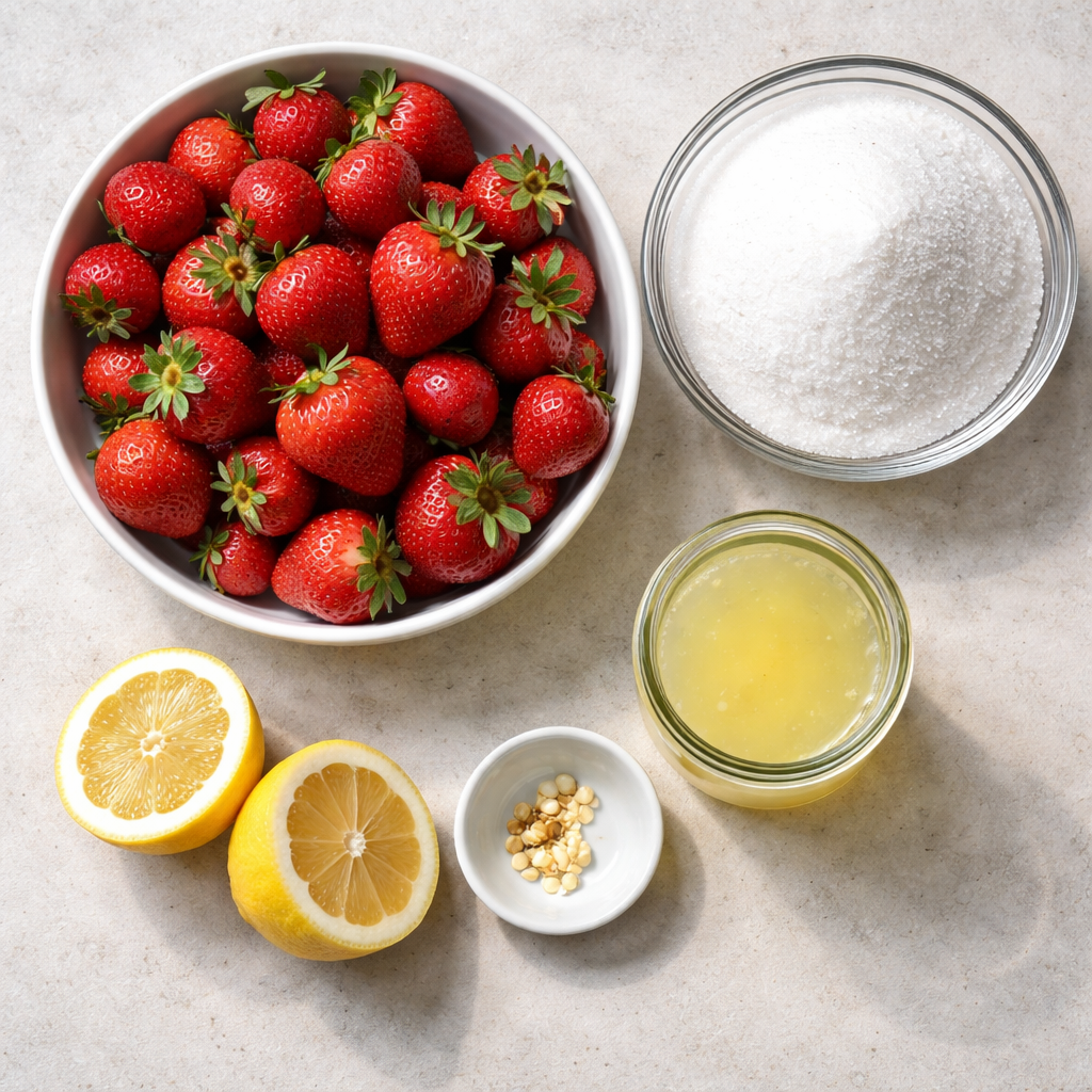 Easy Three Ingredient Strawberry Sorbet in Minutes ingredients photo