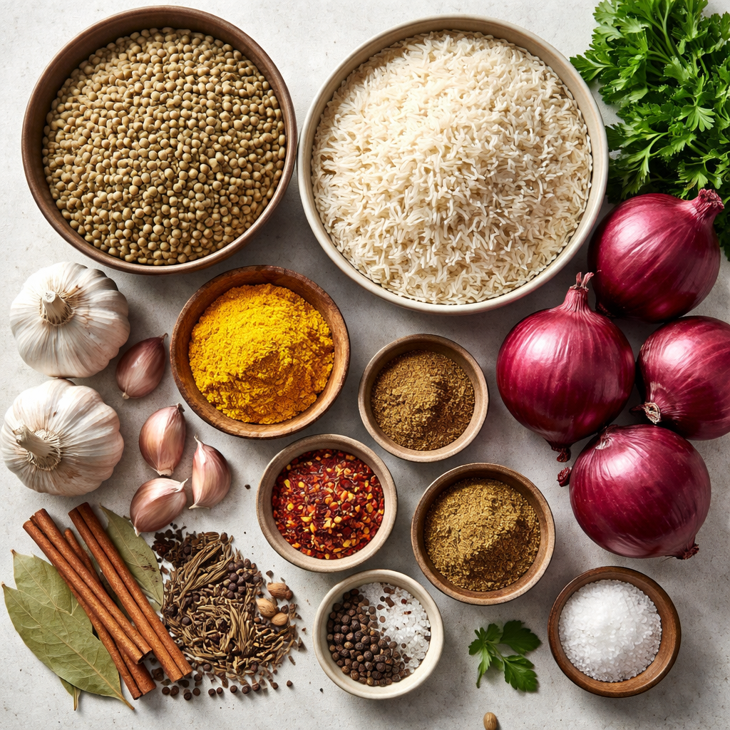 Easy One Pan Garlicky Lentil Rice That Warms Your Soul Comfort ingredients photo