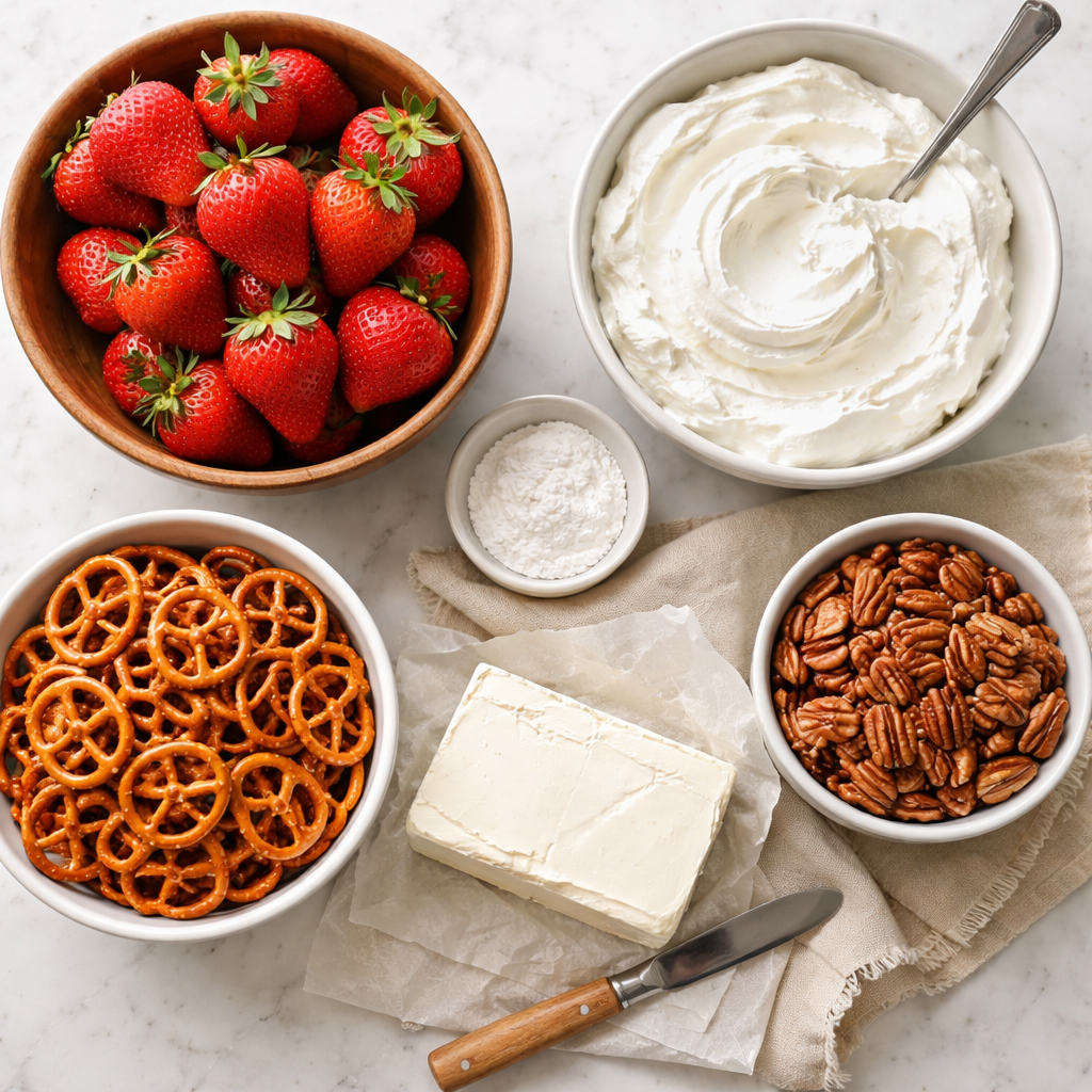 Fresh Berry Delights Strawberry Crackle Salad Recipe for Summer ingredients photo