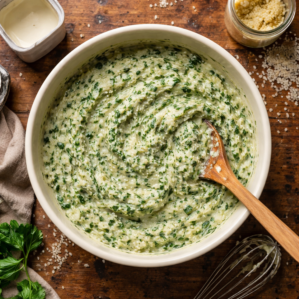 Creamy Spinach Rice Recipe Delivers Ultimate Comfort and Cozy Cooking preparation photo