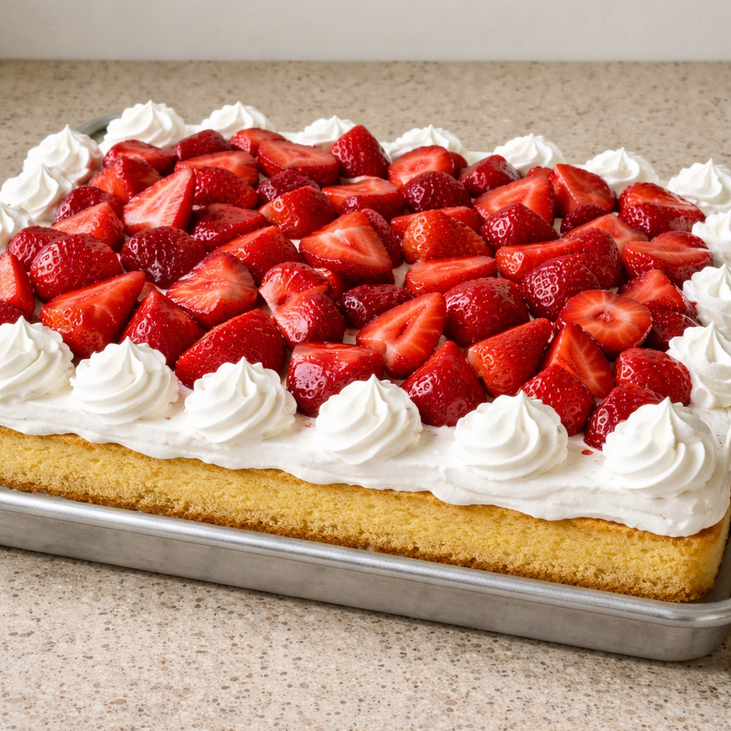 Strawberry Shortcake Sheet Cake Recipe for a Crowd Worth Sharing featured photo
