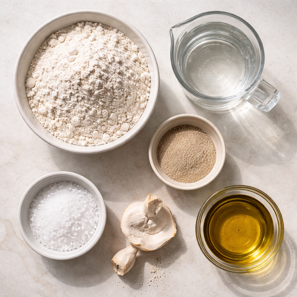 Master the art of Homemade Ciabatta Bread with a soft crumb ingredients photo