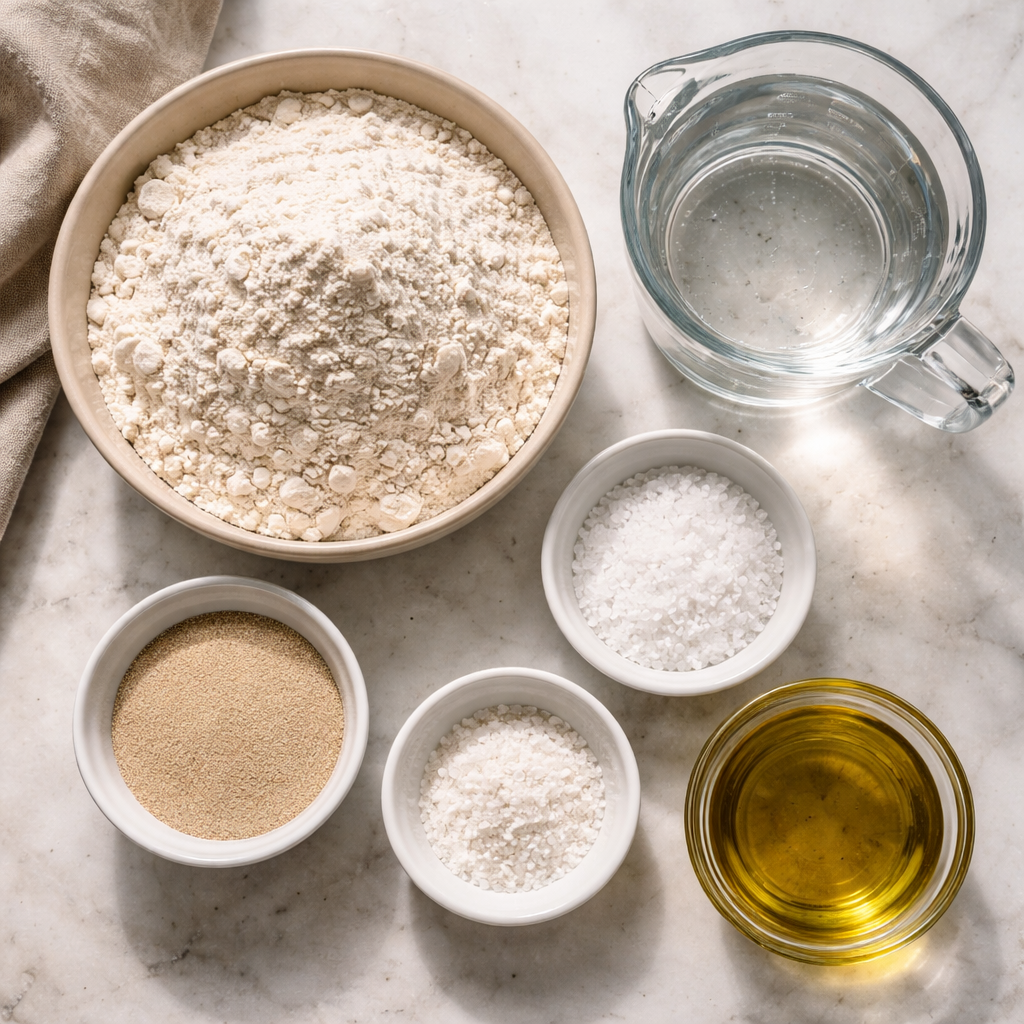 Easy Crusty Homemade Italian Bread Bakery Style Loaf Step by Step ingredients photo