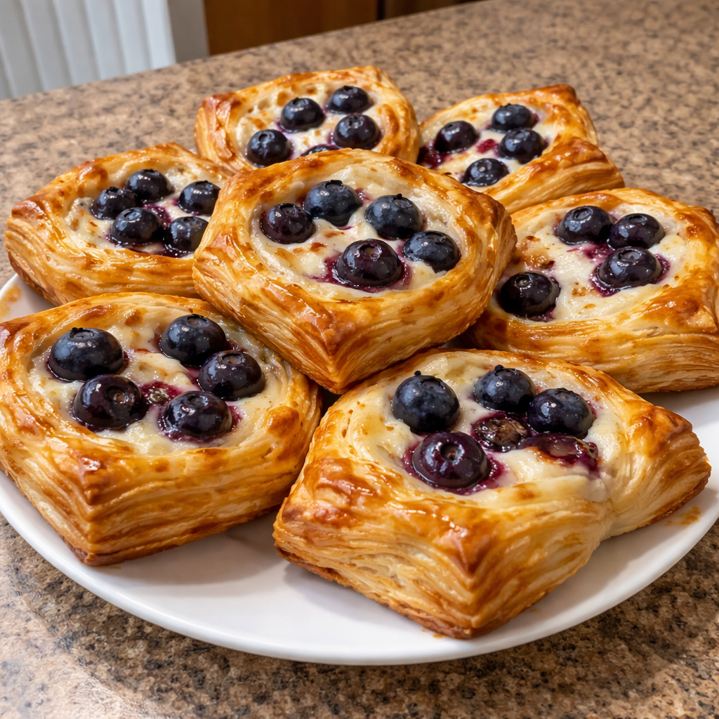 Easy Flaky Blueberry Danishes with Cream Cheese Filling Recipe