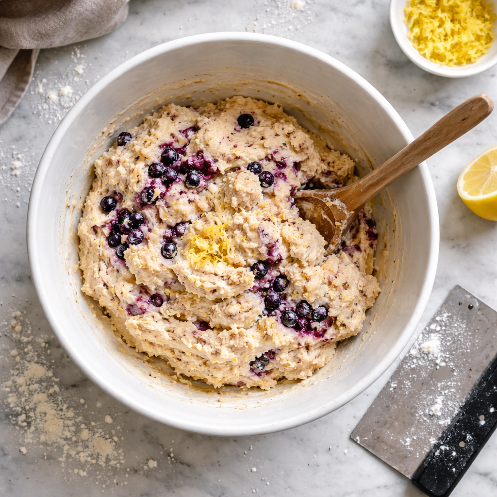 Delicious Tender Lemon Blueberry Scones with Zesty Glaze Recipe Guide preparation photo