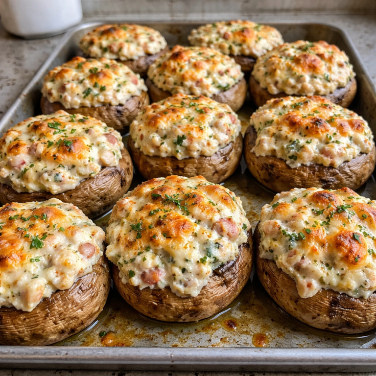Crab Stuffed Mushrooms with Creamy Garlic Filling for Parties featured photo