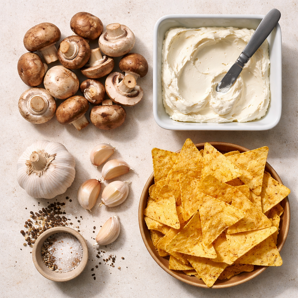 Creamy Stuffed Mushroom Dip Recipe for Easy Party Appetizers ingredients photo