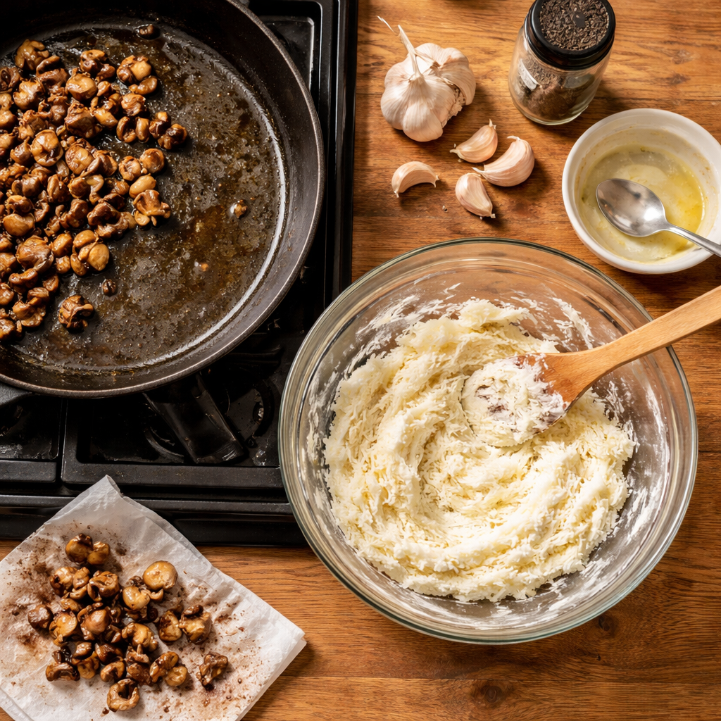 Creamy Stuffed Mushroom Dip Recipe for Easy Party Appetizers preparation photo