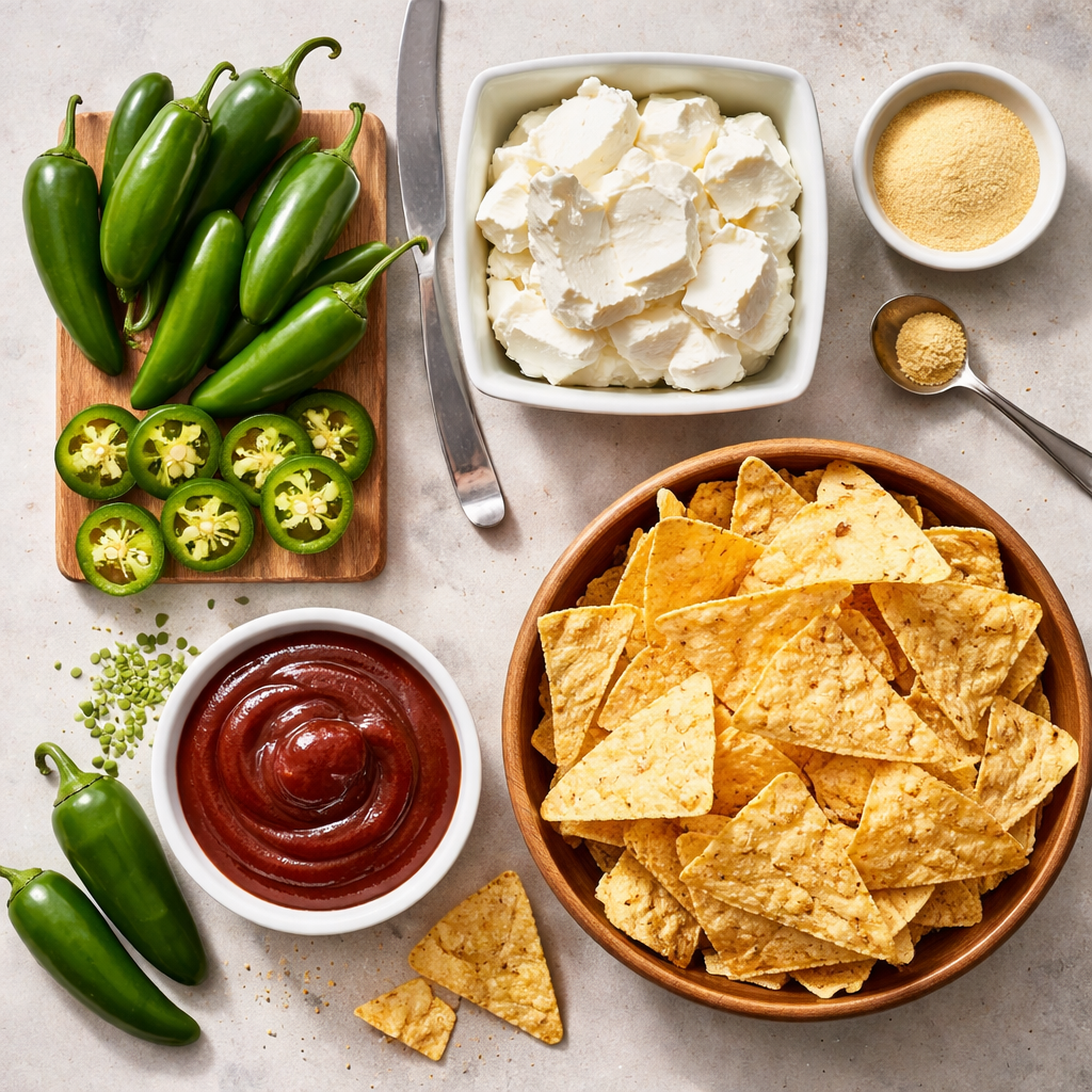 Best Spicy Roasted Jalapeño Cowboy Cream Cheese Dip For Party Nachos ingredients photo