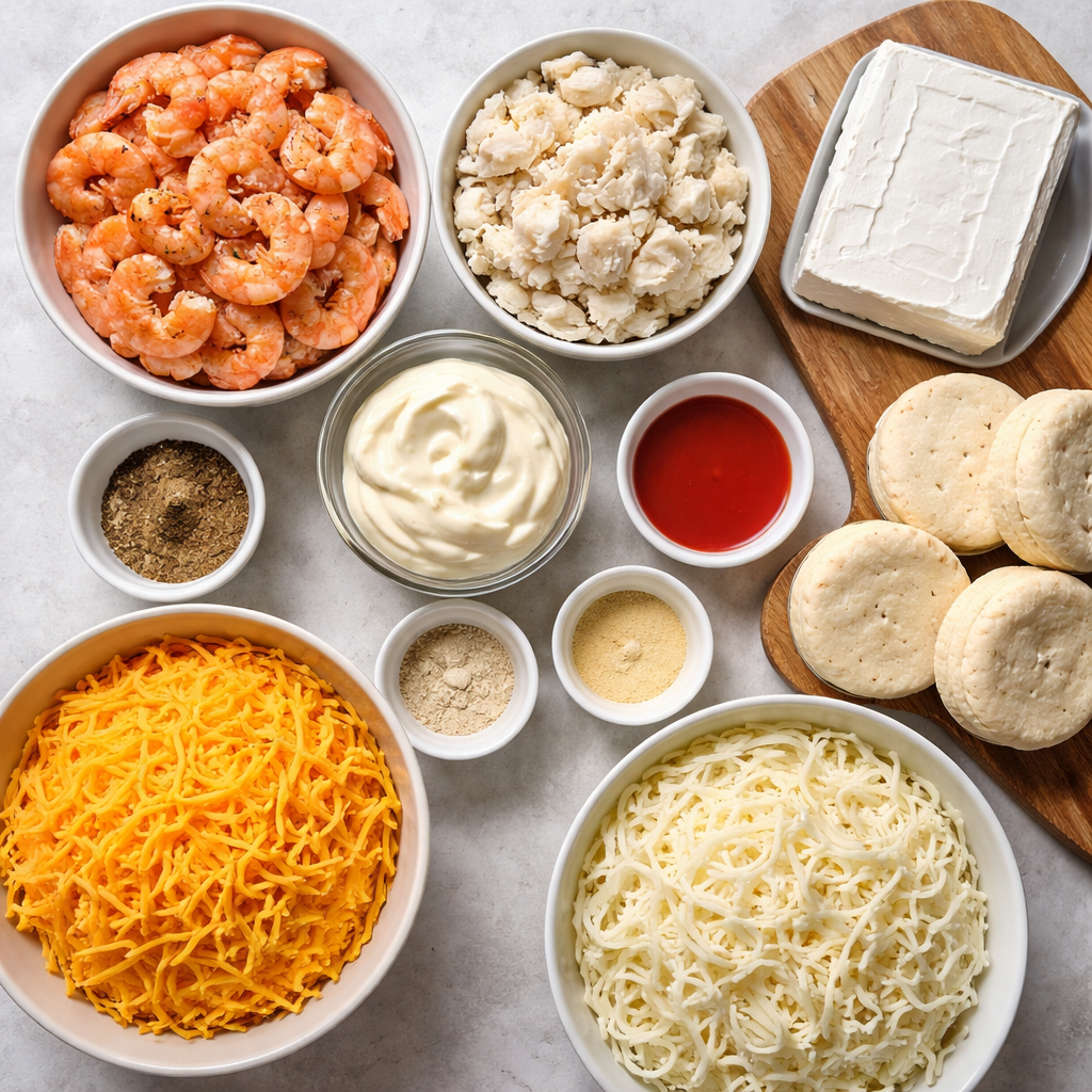 Shrimp Crab Biscuit Melts A Crowd Pleasing Appetizer Recipe ingredients photo