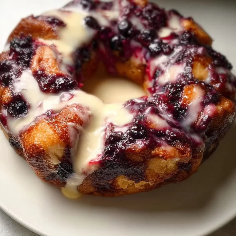Delicious blueberry monkey bread with fresh blueberries and golden-brown dough.