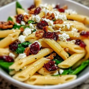 Creamy Feta and Cranberry Penne Salad with Orange Vinaigrette