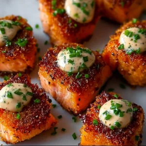 Crispy Bang Bang Salmon Bites served as a flavorful party appetizer