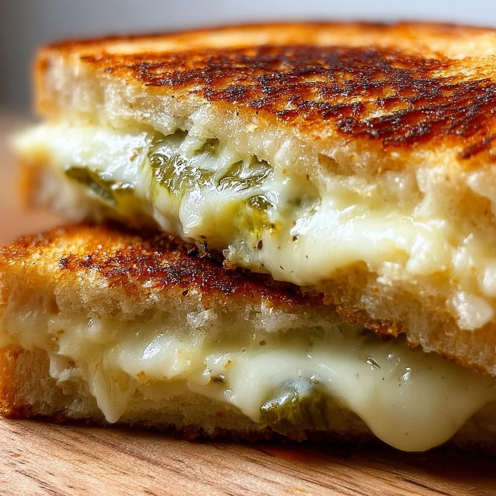 Easy dill pickle grilled cheese sandwich with crispy bread and pickles.