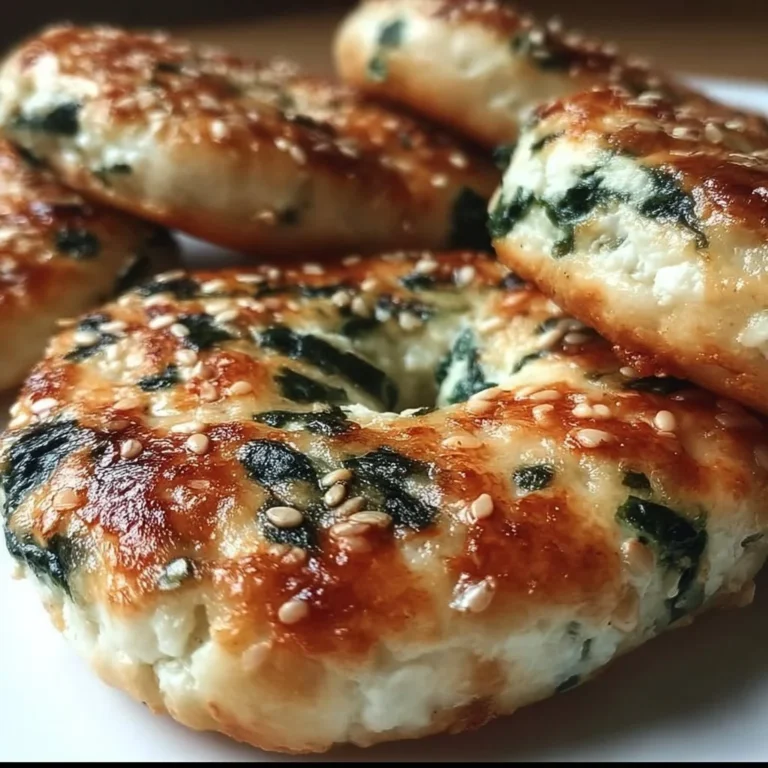 Delicious easy spinach cottage cheese bagels baked to perfection