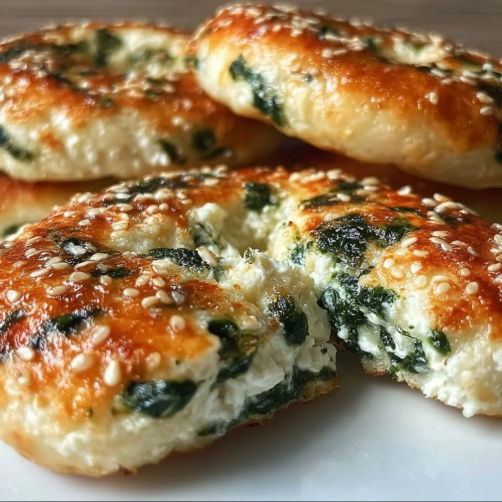 Easy Spinach Cottage Cheese Flat Bagels