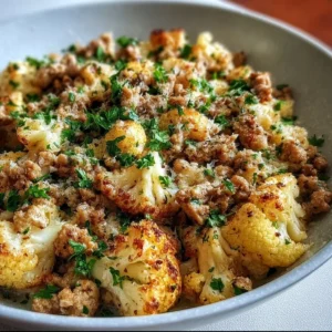 Garlic butter turkey skillet with ground turkey and cauliflower
