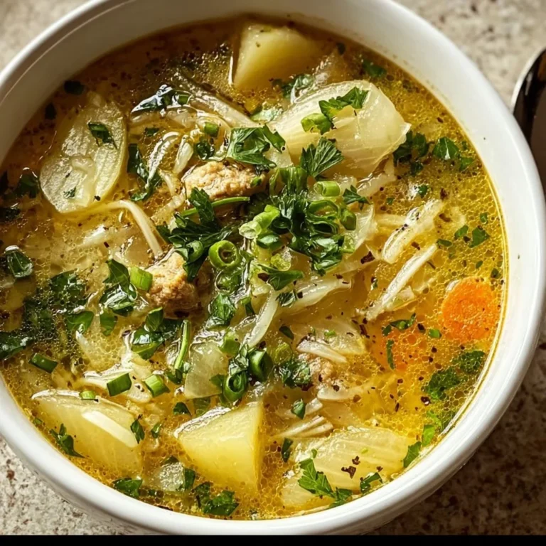 Bowl of hangover cure soup with fresh ingredients for recovery